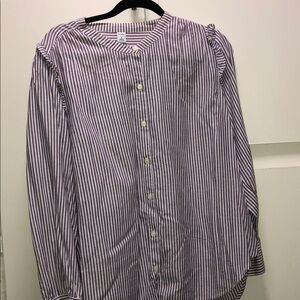 Women's Purple Striped Button-Down Shirt
